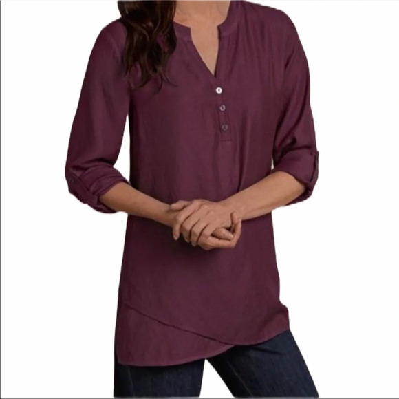 Soft Surroundings In the Study Mulberry Asymmetrical Tunic - Picture 1 of 7